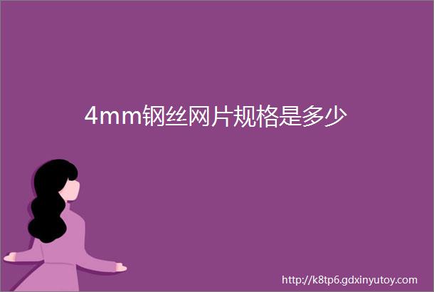 4mm钢丝网片规格是多少