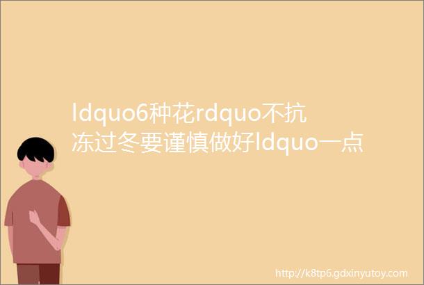 ldquo6种花rdquo不抗冻过冬要谨慎做好ldquo一点rdquo开花漂亮枝叶翠绿